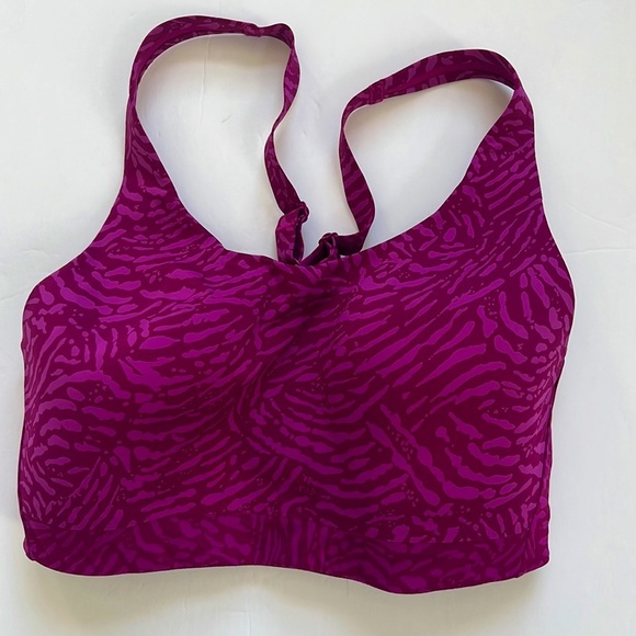 Athleta Advanced Sports Bra Animal Print Purple and Pink size 34E DD - Picture 3 of 12